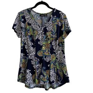 MDS California Small V Neck Paisley Top